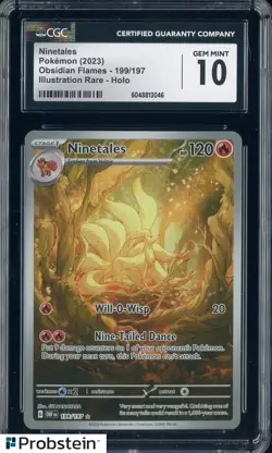 2023 Pokemon OBF EN Illustration Rare #199 Ninetales CGC 10 GEM MINT - Image 1
