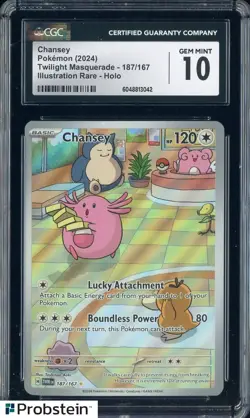 2024 Pokemon TWN EN Illustration Rare #187 Chansey CGC 10 GEM MINT - Image 1