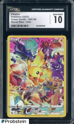 2023 Pokemon Crown Zenith Secret Rare #160 Pikachu Holo CGC 10 GEM MINT - Image 1