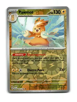 Pawmot 076/198 Rare Scarlet & Violet Pokemon Reverse Holo Near Mint - Image 1