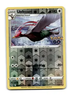 Unfezant 063/078 Uncommon Pokemon GO Pokemon Reverse Holo Near Mint - Image 1
