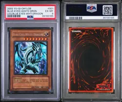 2002 Yu-Gi-Oh! LOB-001 Blue-Eyes White Dragon 1.5 Print Dark Saturation PSA 6 - Image 3