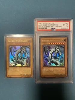 2002 Yu-Gi-Oh! LOB-001 Blue-Eyes White Dragon 1.5 Print Dark Saturation PSA 6 - Image 4