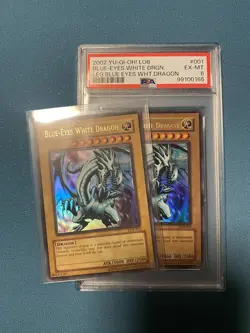 2002 Yu-Gi-Oh! LOB-001 Blue-Eyes White Dragon 1.5 Print Dark Saturation PSA 6 - Image 5