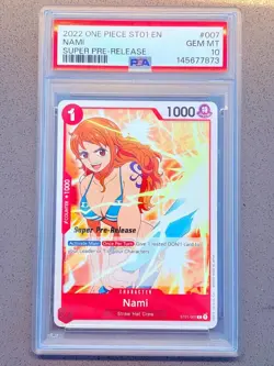 Nami One Piece 2022 SUPER PRE RELEASE PSA 10 GEM MINT ST01-007 English - Image 1