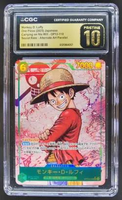 25 ONE PIECE JP MONKEY D. LUFFY SECRET RARE ALT ART OP13-118 CGC 10 PRISTINE RC7 - Image 1