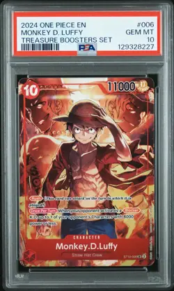 2024 ONE PIECE PROMOS 006 MONKEY D. LUFFY TREASURE BOOSTERS SET PSA 10 GEM MINT - Image 1