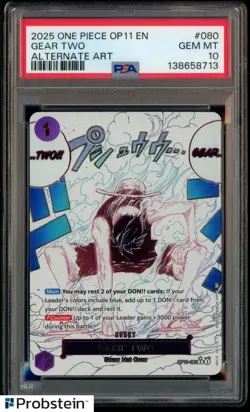 2025 One Piece OP11 Alternate Art #080 Gear Two Luffy PSA 10 GEM MINT - Image 1