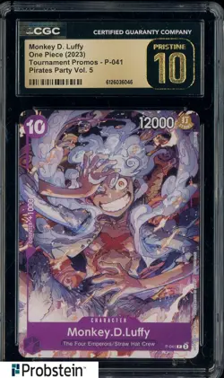 2023 One Piece Tournmnt Promos 041 Monkey D Luffy Pirates Party CGC 10 PRISTINE - Image 1