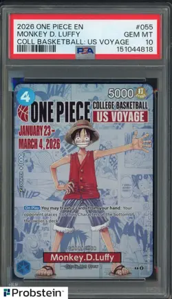 2026 One Piece EN College Basketball US Voyage #055 Monkey D Luffy PSA 10 - Image 1