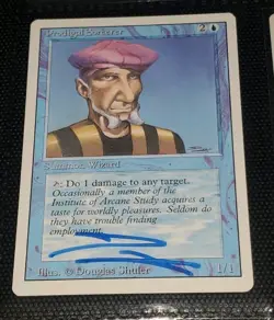 NM/MT Signed Prodigal Sorcerer Revised 3rd Edition MTG Douglas Shuler Magic Card - Image 1