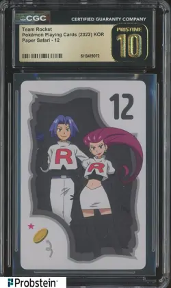 2022 Pokemon Korean Playing Cards Paper Safari 12 Team Rocket CGC 10 PRISTINE - Image 1
