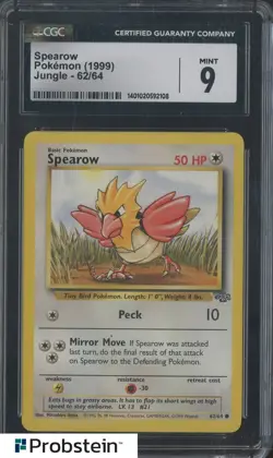 1999 Pokemon Jungle #62 Spearow CGC 9 MINT - Image 1