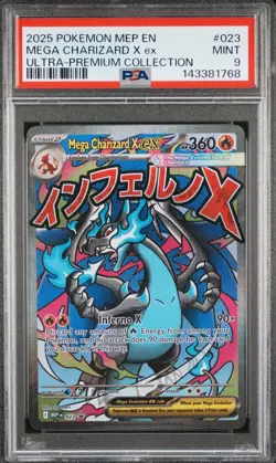 2025 POKEMON MEP EN-ME BLACK STAR PROMO #023 MEGA CHARIZARD X EX PSA 9 - Image 1