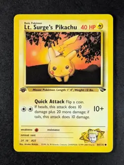 2000 Pokemon LT. SURGE'S PIKACHU #84/132 Gym Challenge 1st Edition Common ENG - Image 1