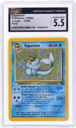 1999 Pokemon Jungle 12/64 Vaporeon Holo Rare CGC 5.5 - Image 1
