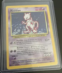 Pokemon TCG Mewtwo Base Set 10/102 Holo Shadowless Holo Rare - Image 1