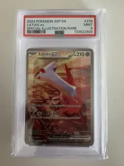 2024 POKEMON SSP EN-SURGING SPARKS SPECIAL ILLUSTRATION RARE LATIAS EX PSA 9 - Image 1