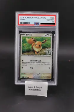 Eevee (Holiday Calendar) 133/165 Pokemon Holo 2025 PSA 10 - Image 1