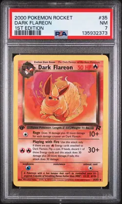 2000 POKEMON ROCKET 1ST ED #35 DARK FLAREON PSA 7 - Image 1