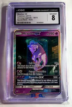 2017 Pokemon Shining Legends Mewtwo GX SECRET RARE 78/73 CGC 8 - Image 1