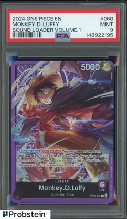 2024 One Piece EN Sound Loader Volume 1 #060 Monkey D. Luffy PSA 9 MINT - Image 1