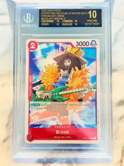 2022 One Piece BROOK BGS 10 BLACK LABEL ST01-011 SUPER PRE RELEASE STRAW HAT C - Image 1