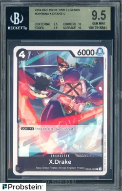 2024 One Piece Two Legends OP08-093 X.Drake BGS 9.5 GEM MINT - Image 1