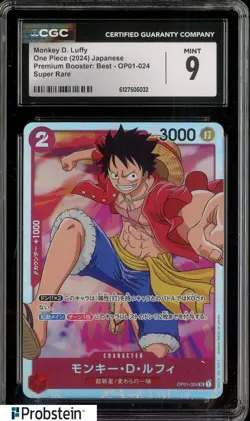 2024 One Piece Japanese Premium Booster OP01-024 Monkey D.Luffy Super Rare CGC 9 - Image 1