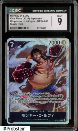 2023 One Piece JPN Kingdoms of Intrigue OP04-090 Monkey D.Luffy Super Rare CGC 9 - Image 1