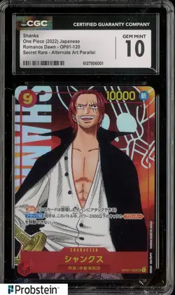 2022 One Piece Japanese Romance Dawn OP01-120 Shanks Secret Rare CGC 10 - Image 1