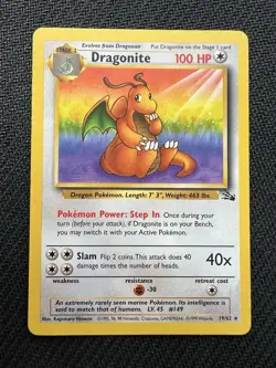 Pokemon TCG Dragonite Fossil 19/62 Non-Holo Unlimited Rare Card MP - Image 1