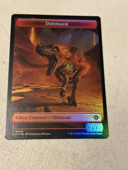 mtg foil token Dinosaur // Treasure, 0009/0018, Lost Caverns of Ixalan, unplayed - Image 1