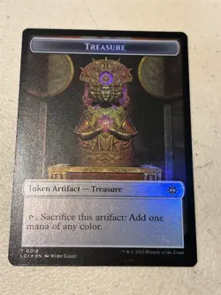 mtg foil token Dinosaur // Treasure, 0009/0018, Lost Caverns of Ixalan, unplayed - Image 2