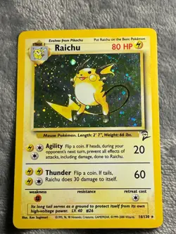 Raichu Holo 16/130 Base Set 2 1999-2000 Pokemon Card - Image 1