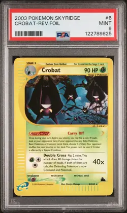 2003 POKEMON SKYRIDGE #6 CROBAT-REVERSE FOIL PSA 9 - Image 1