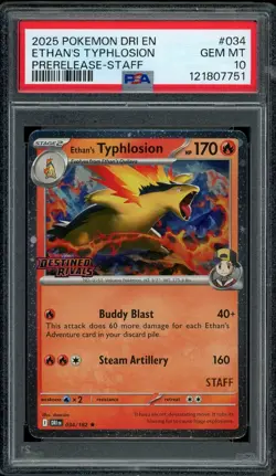 Pokemon PSA 10 Ethan's Typhlosion 034/182 Destined Rivals STAFF Prerelease Promo - Image 1