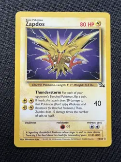 Pokemon TCG Zapdos 30/62 Fossil Set Rare Vintage 1999 Non Holo - LP - Image 1