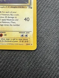 Pokemon TCG Zapdos 30/62 Fossil Set Rare Vintage 1999 Non Holo - LP - Image 4