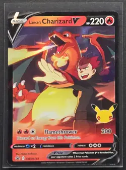 Lance's Charizard V SWSH133 Black Star Promo Celebrations Pokemon 2021 - Image 1
