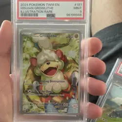 POKEMON 2024 Twlight Masquerade Illustration RARE HISUIAN GROWLITHE #181 PSA 9 - Image 1