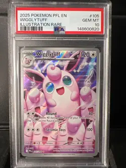 2025 POKEMON PFL EN-PHANTASMAL FLAMES ILLUSTRATION RARE #105 WIGGLYTUFF PSA 10 - Image 1