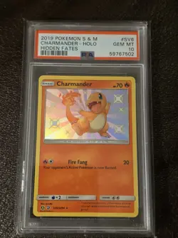 2019 POKEMON SUN & MOON HIDDEN FATES #SV6 CHARMANDER-HOLO PSA 10 - Image 1