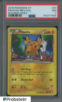 2015 Pokemon XY Roaring Skies #20 Pikachu Reverse Foil PSA 7 NM - Image 1
