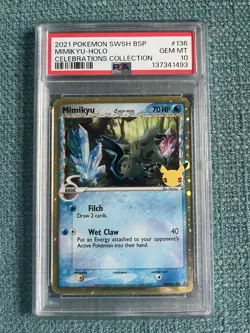 2021 POKEMON SWSH BLACK STAR PROMO CELEBRATIONS COLL #136 MIMIKYU-HOLO PSA 10 - Image 1