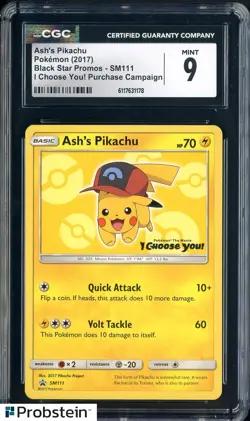 2017 Pokemon Black Star Promos SM111 Ash's Pikachu I Choose You! CGC 9 MINT #1 - Image 1