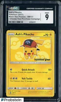 2017 Pokemon Black Star Promos SM111 Ash's Pikachu I Choose You! CGC 9 MINT #2 - Image 1