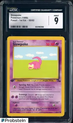 1999 Pokemon Fossil 1st Edition 55/62 Slowpoke CGC 9 MINT - Image 1