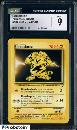 2000 Pokemon Base Set 2 24/130 Electabuzz CGC 9 MINT #2 - Image 1