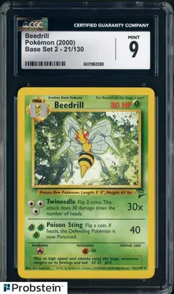 2000 Pokemon Base Set 2 21/130 Beedrill CGC 9 MINT #2 - Image 1